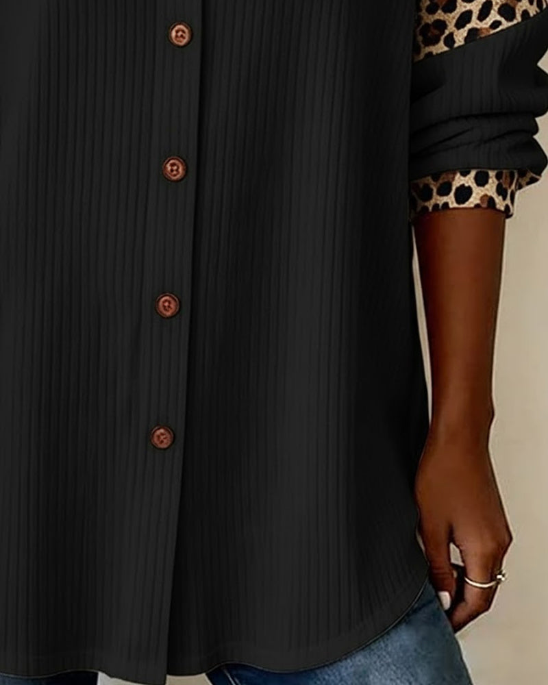 Marcy | Classic Leopard Accent Shirt
