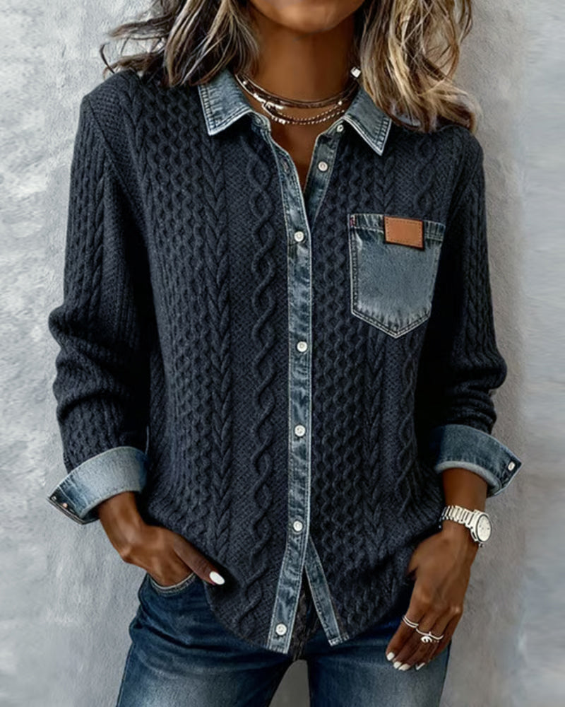 Barbara | Cozy Cable-Knit Denim Shirt