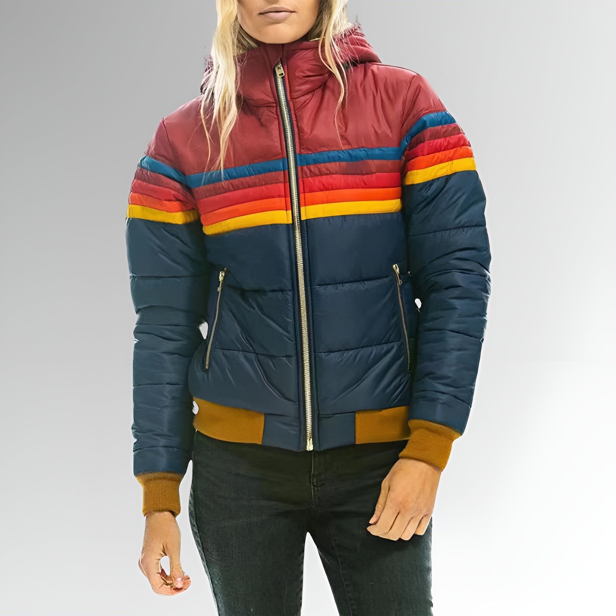 Marietta  | Zip-Up Jacket with Rainbow Stripes