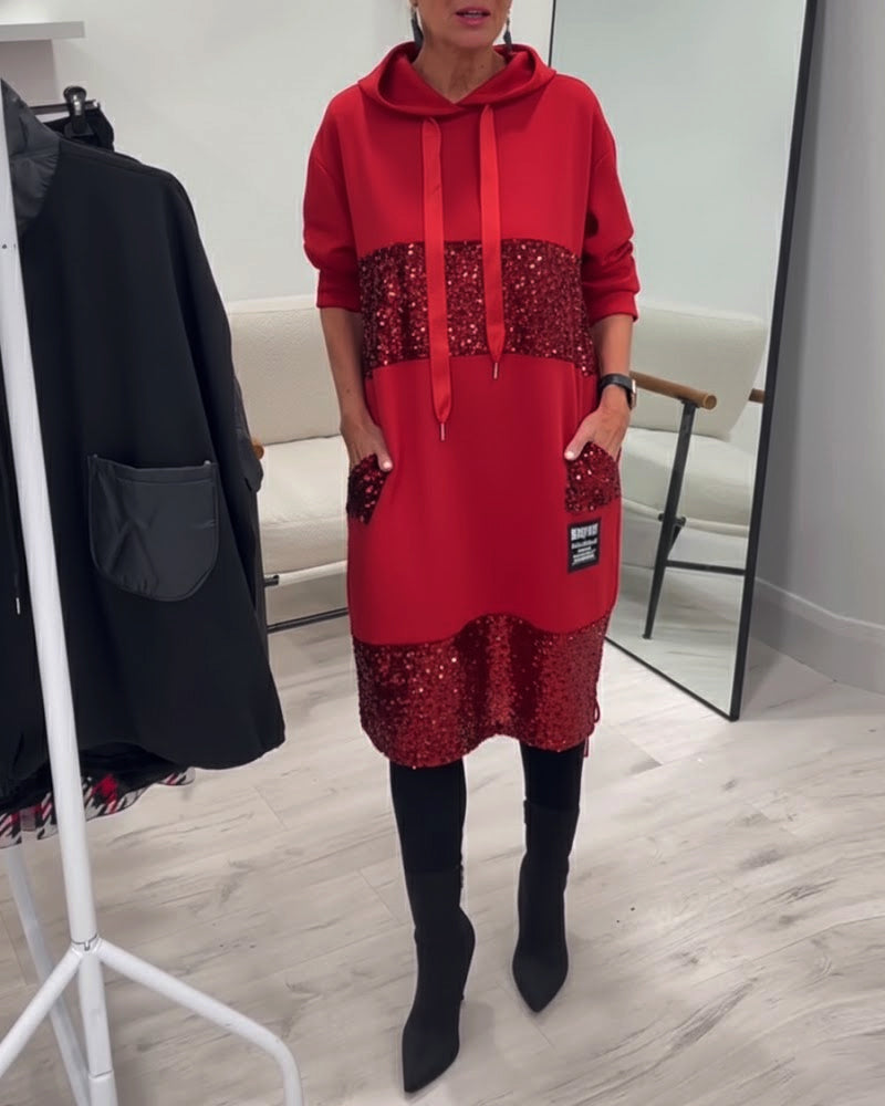 Lucinda | Sparkle Hooded Sweater Dress