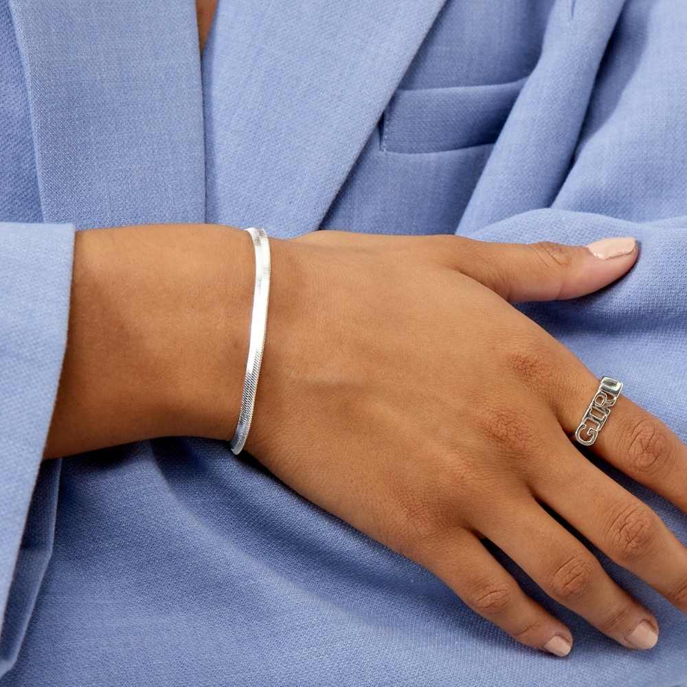 4 mm Flat Chain Bracelet – 925 Sterling Silver Plated