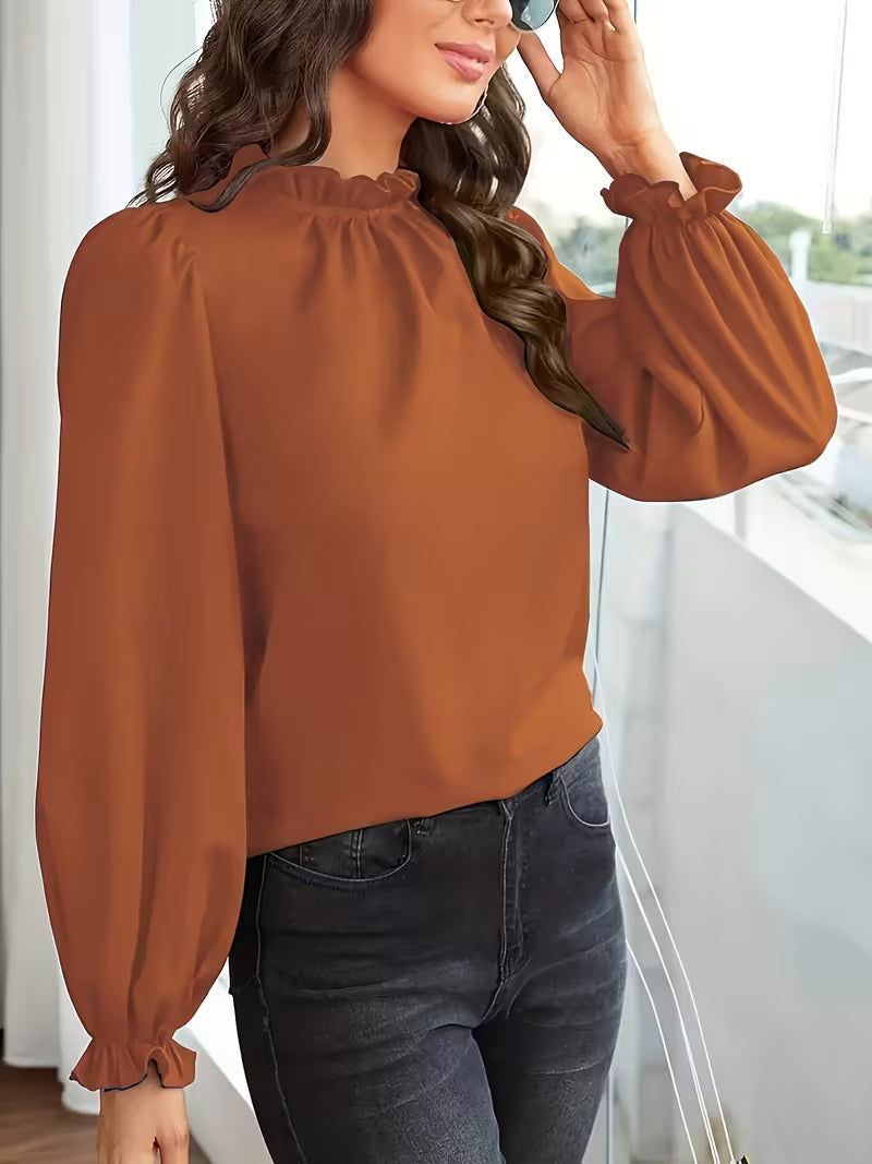 Eleanor | Elegant Ruffle-Neck Blouse