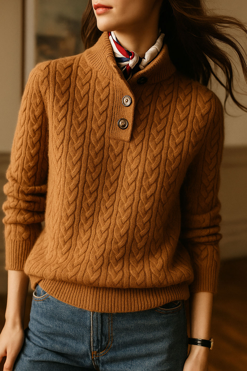 Evelyn | Cashmere Henley Sweater