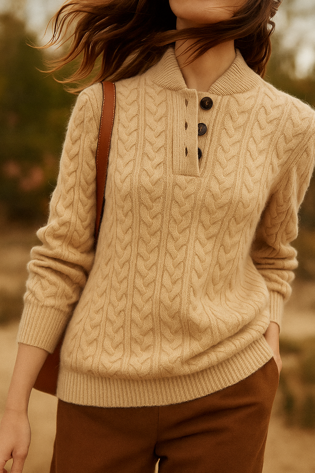 Evelyn | Cashmere Henley Sweater