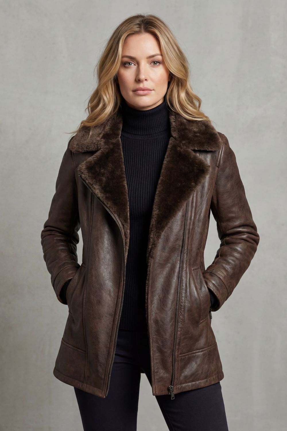 Georgia | Shearling-lined elegance – Leather jacket