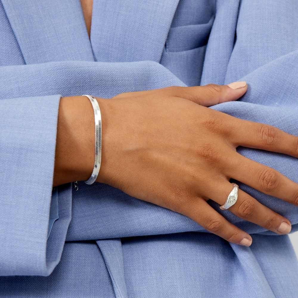 4 mm Flat Chain Bracelet – 925 Sterling Silver Plated