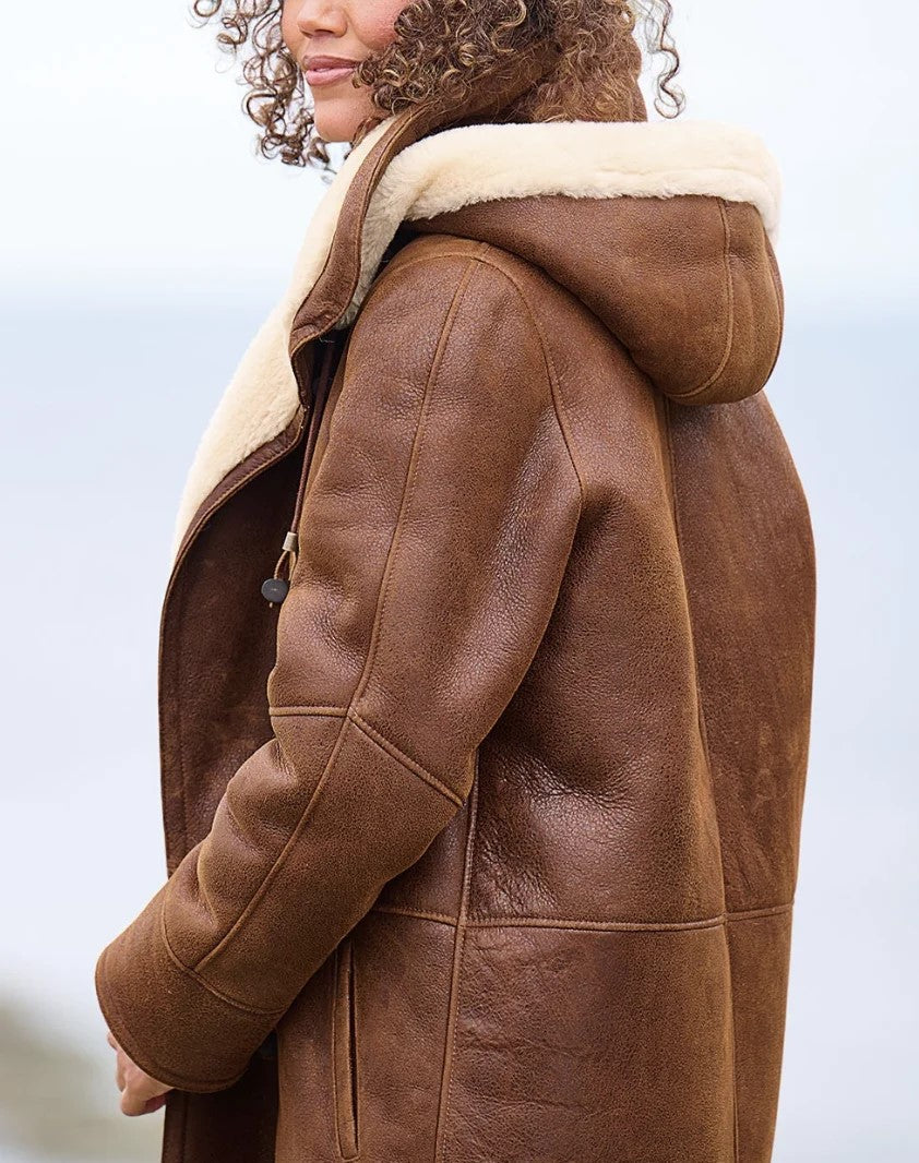 Amelia™ | Luxe Faux Shearling Hooded Coat