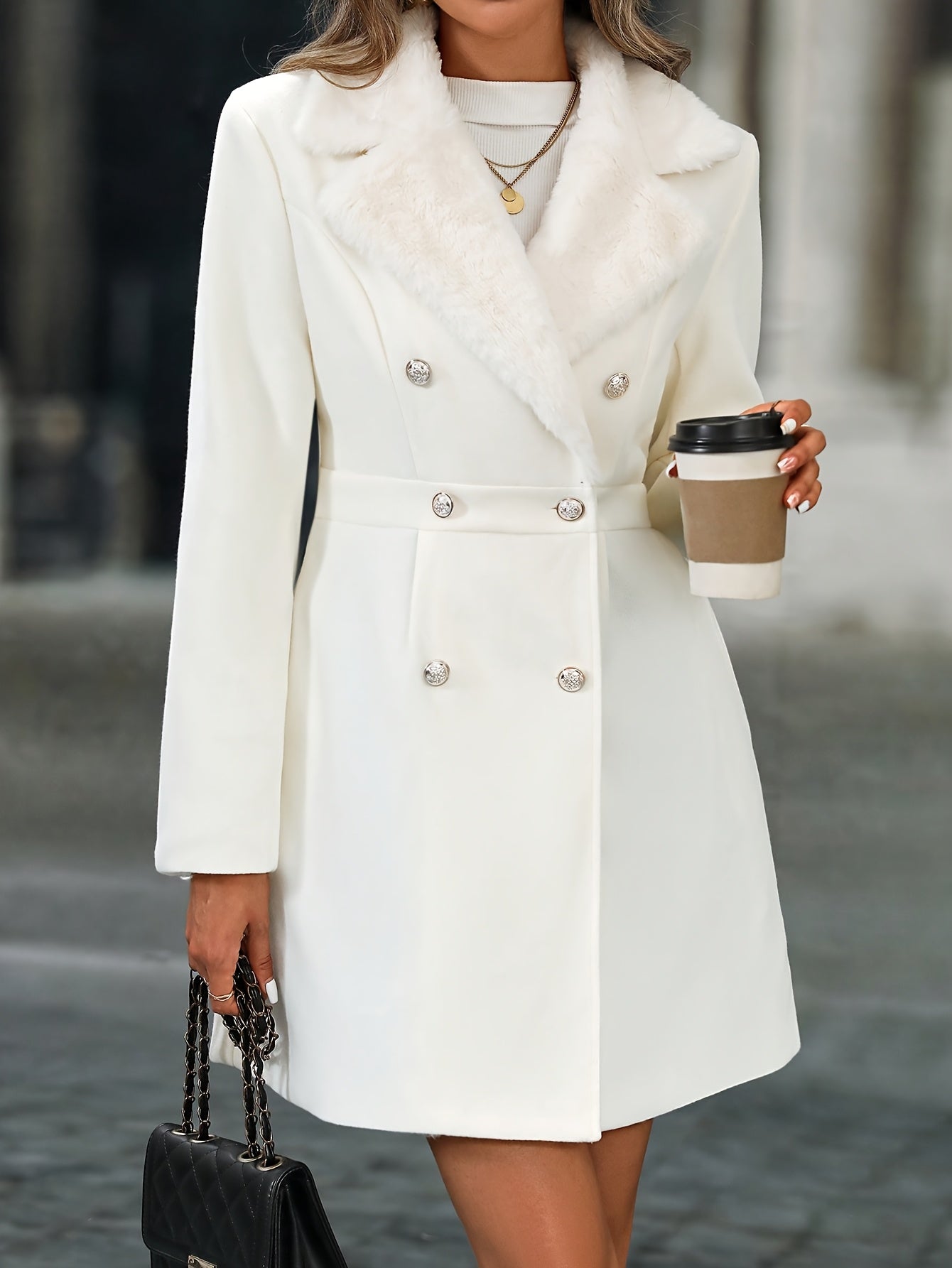 Julia | Two-Tone Spliced Collar Coat