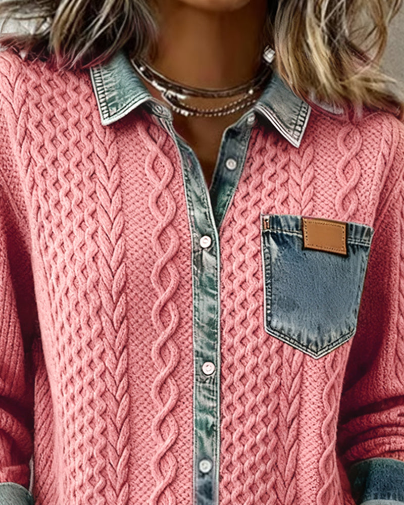 Barbara | Cozy Cable-Knit Denim Shirt