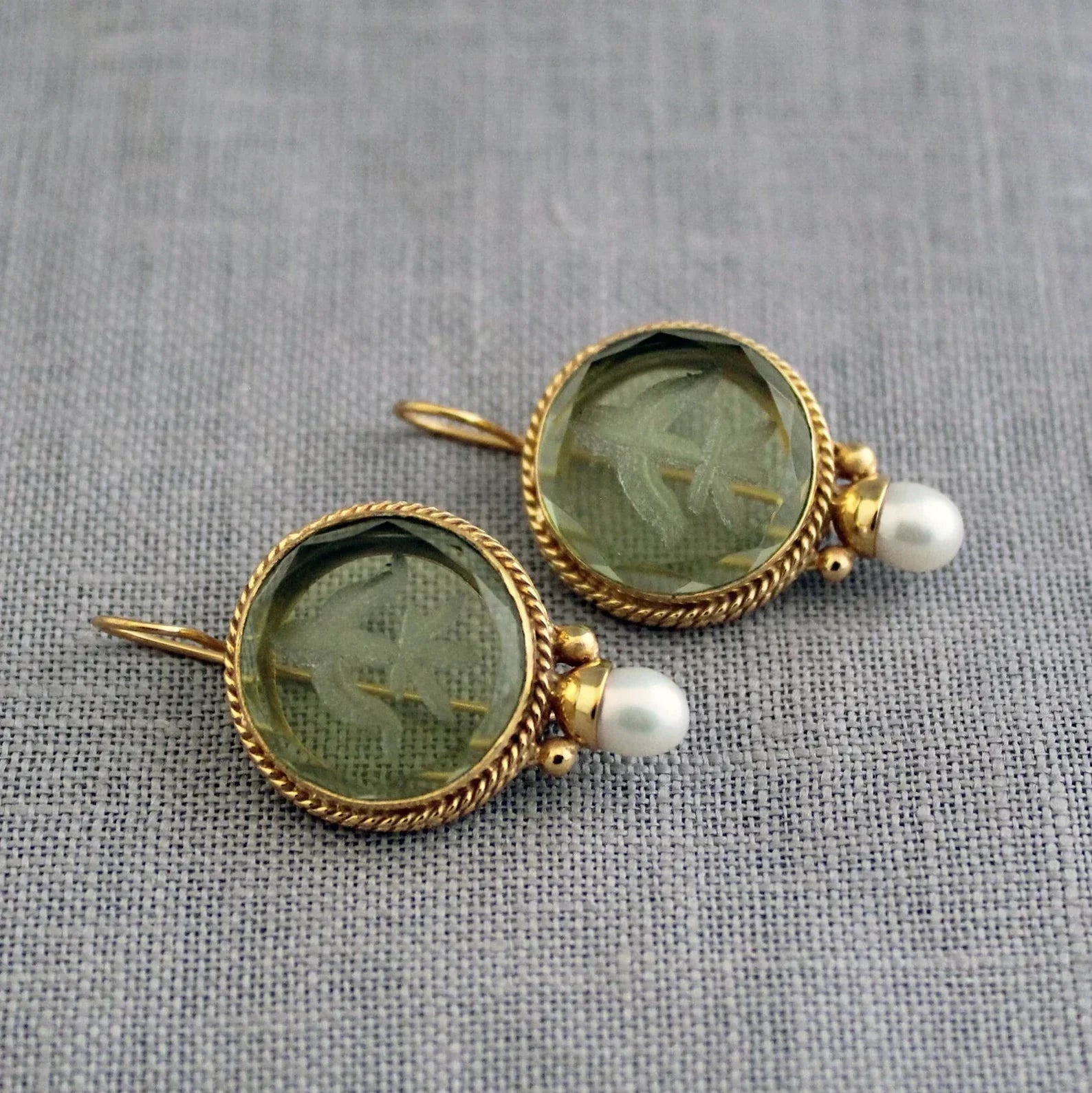 Emerald Pearl Earrings by Penelope