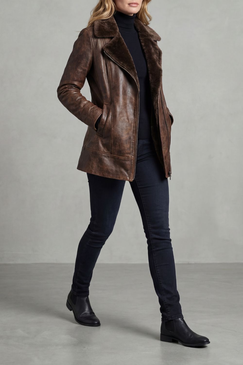 Georgia | Shearling-lined elegance – Leather jacket