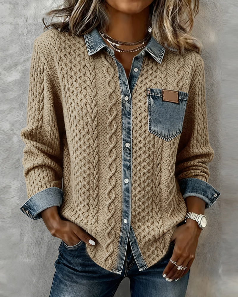 Barbara | Cozy Cable-Knit Denim Shirt