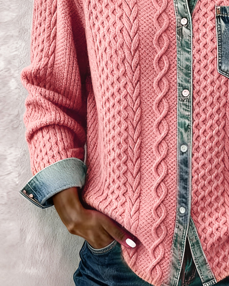 Barbara | Cozy Cable-Knit Denim Shirt