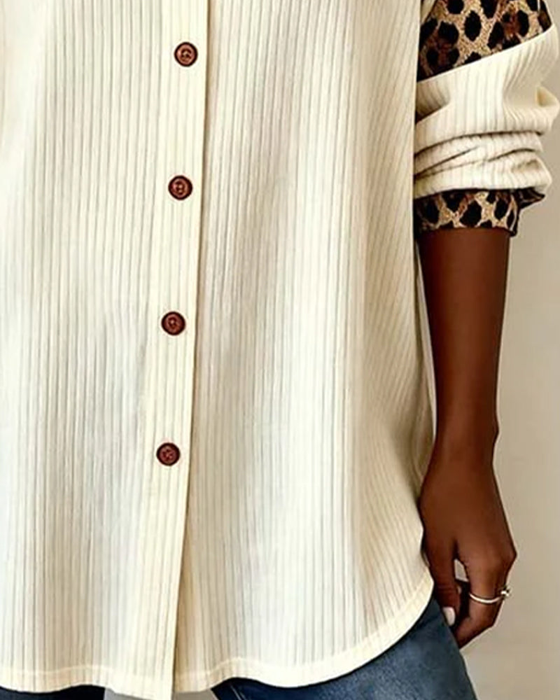 Marcy | Classic Leopard Accent Shirt