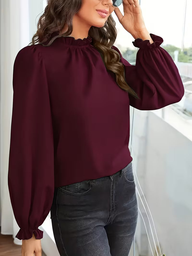 Eleanor | Elegant Ruffle-Neck Blouse