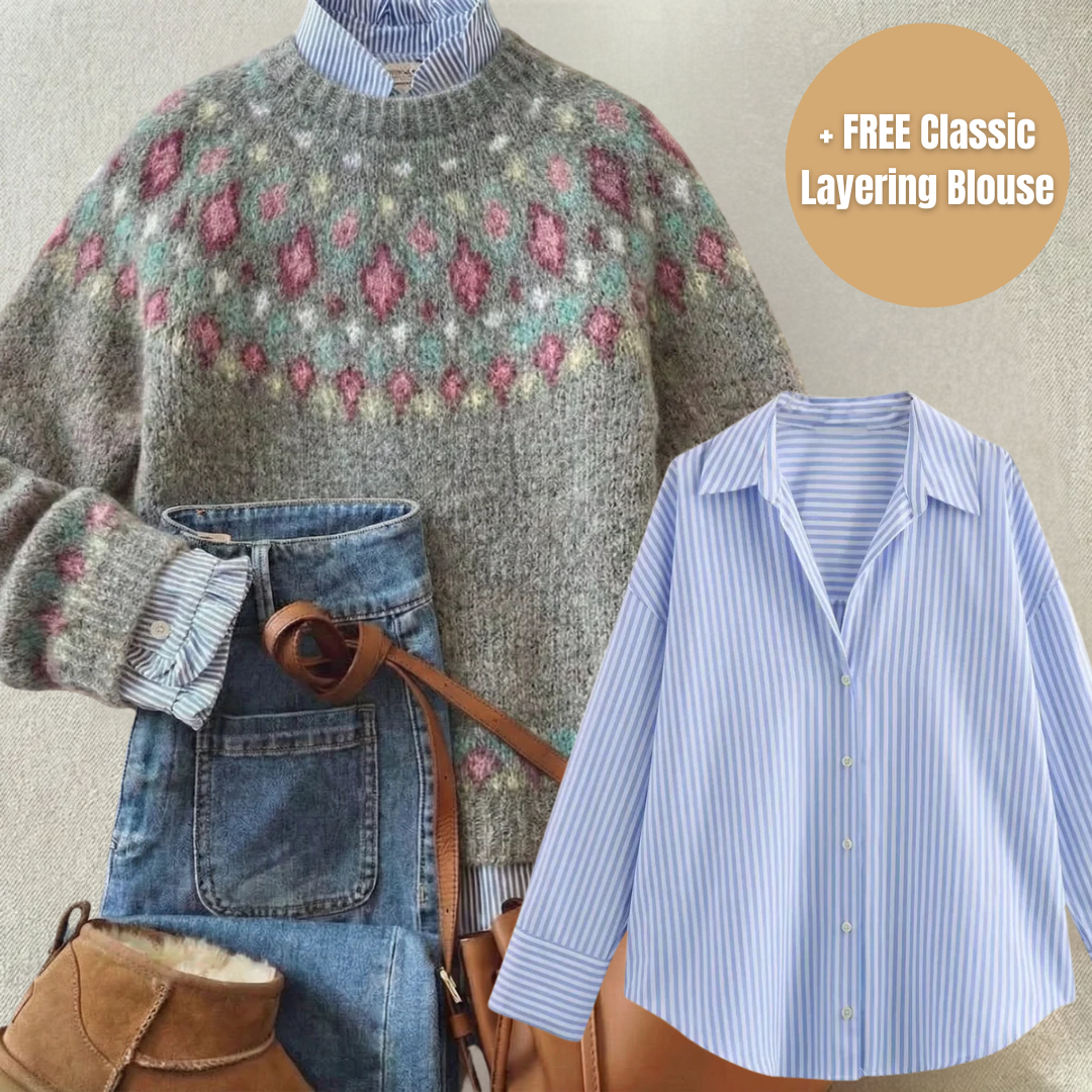 Diana | Heritage Nordic Knit Sweater + FREE Classic Layering Blouse