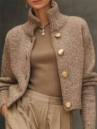 Mara | High-Neck Textured Button Cardigan