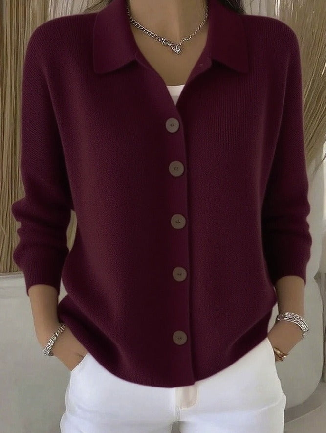 Rhosalyn | Chic Shirt Collar Cardigan
