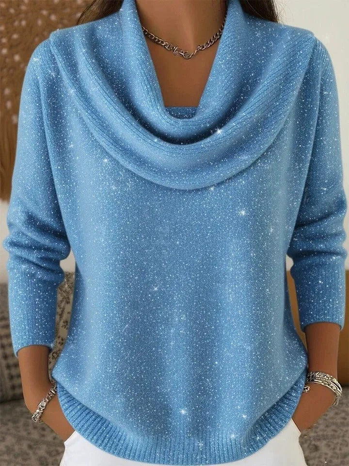 Angie | Sparkle Draped Collar Sweater