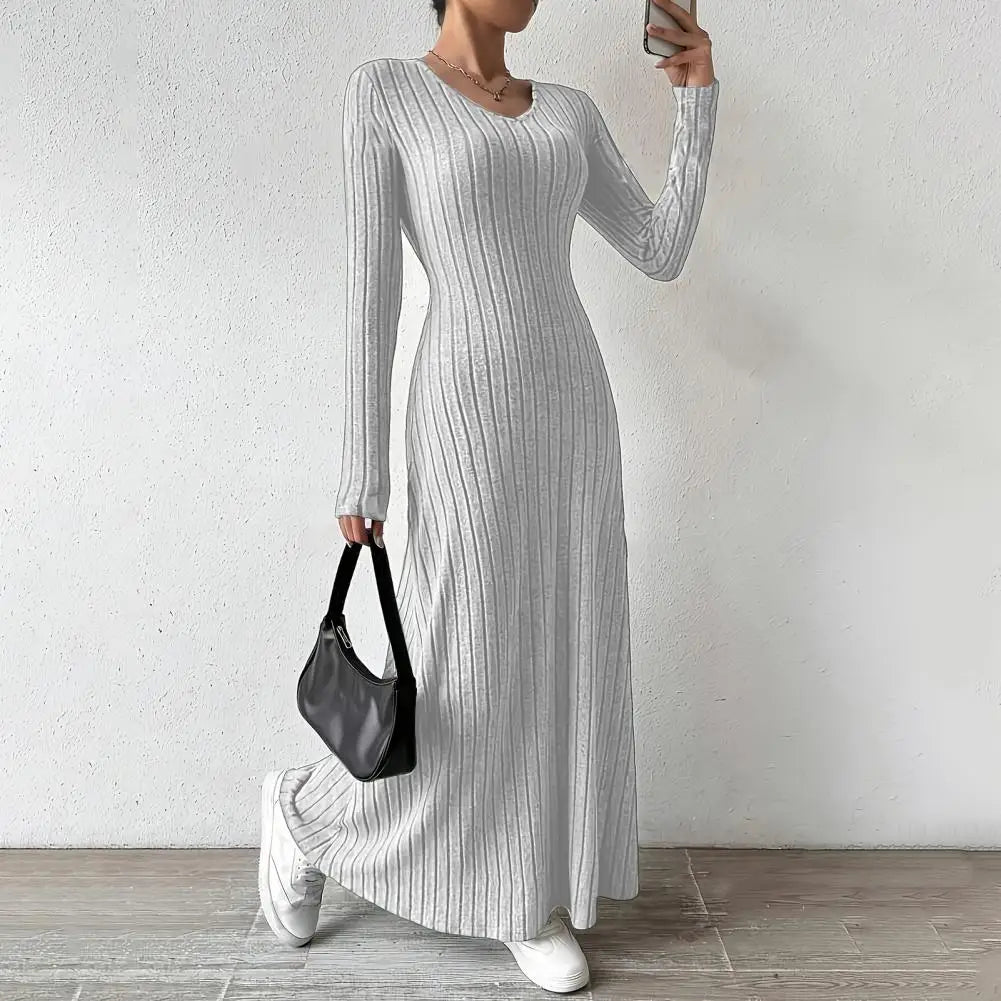 Amelia | Elegant Ribbed Knit Maxi Dress