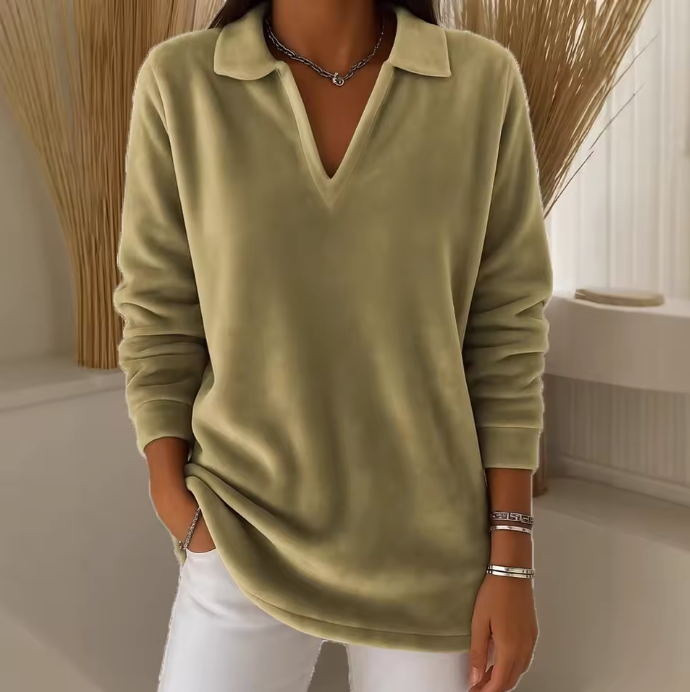 Emma | Soft Velour V-Neck Top