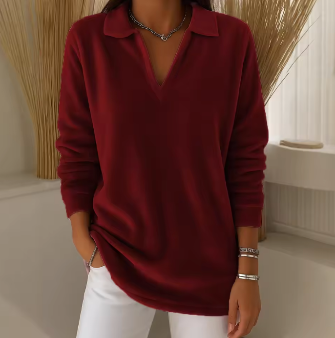 Emma | Soft Velour V-Neck Top