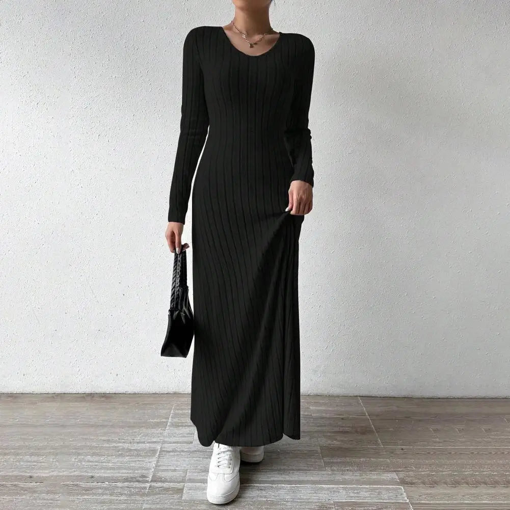 Amelia | Elegant Ribbed Knit Maxi Dress