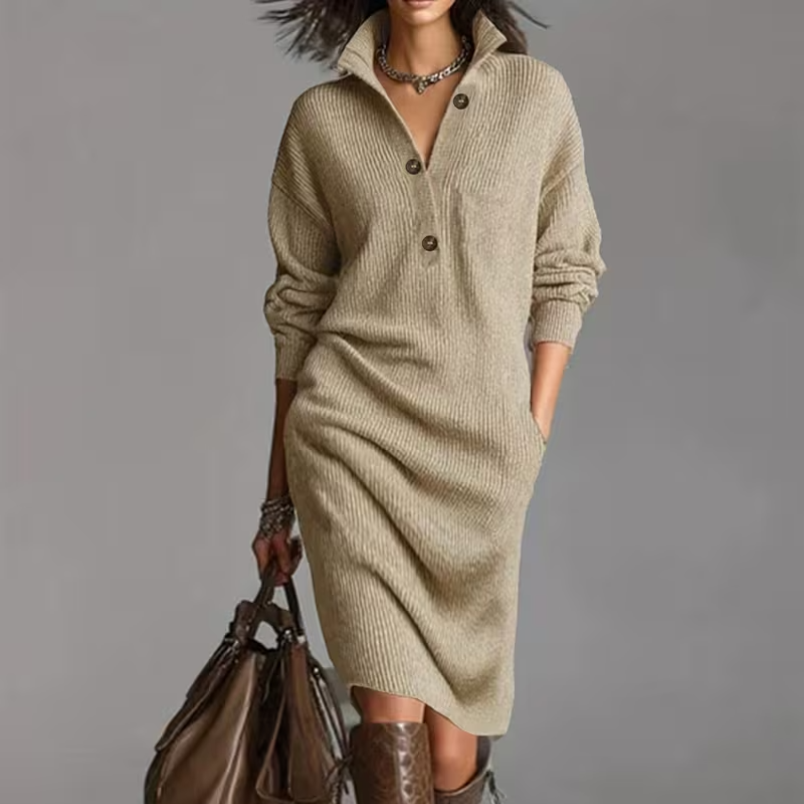 Martha | Soft Knitted Button Dress
