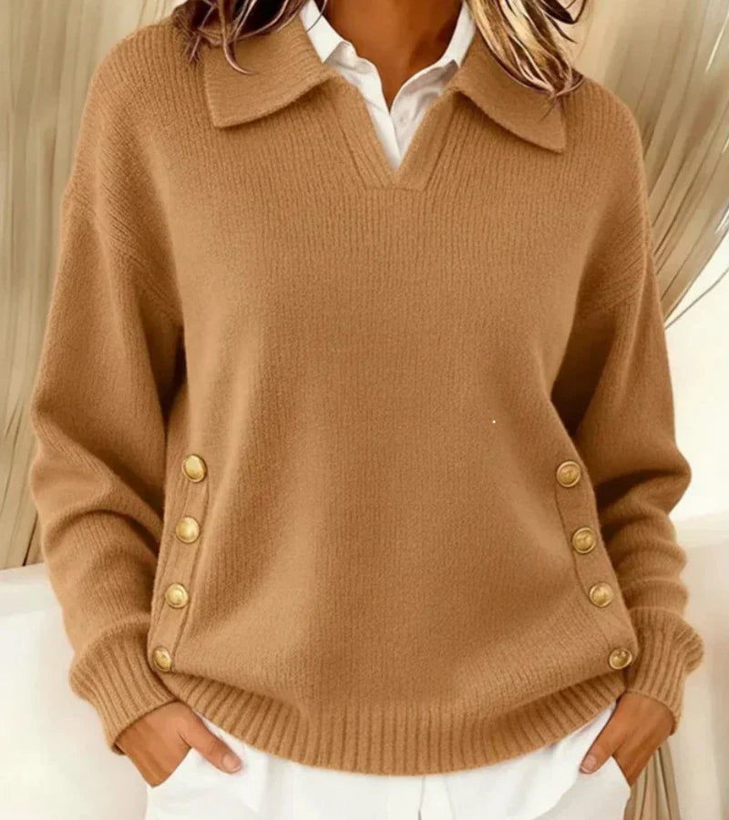 Harper | Elegant Button-Collar Sweater