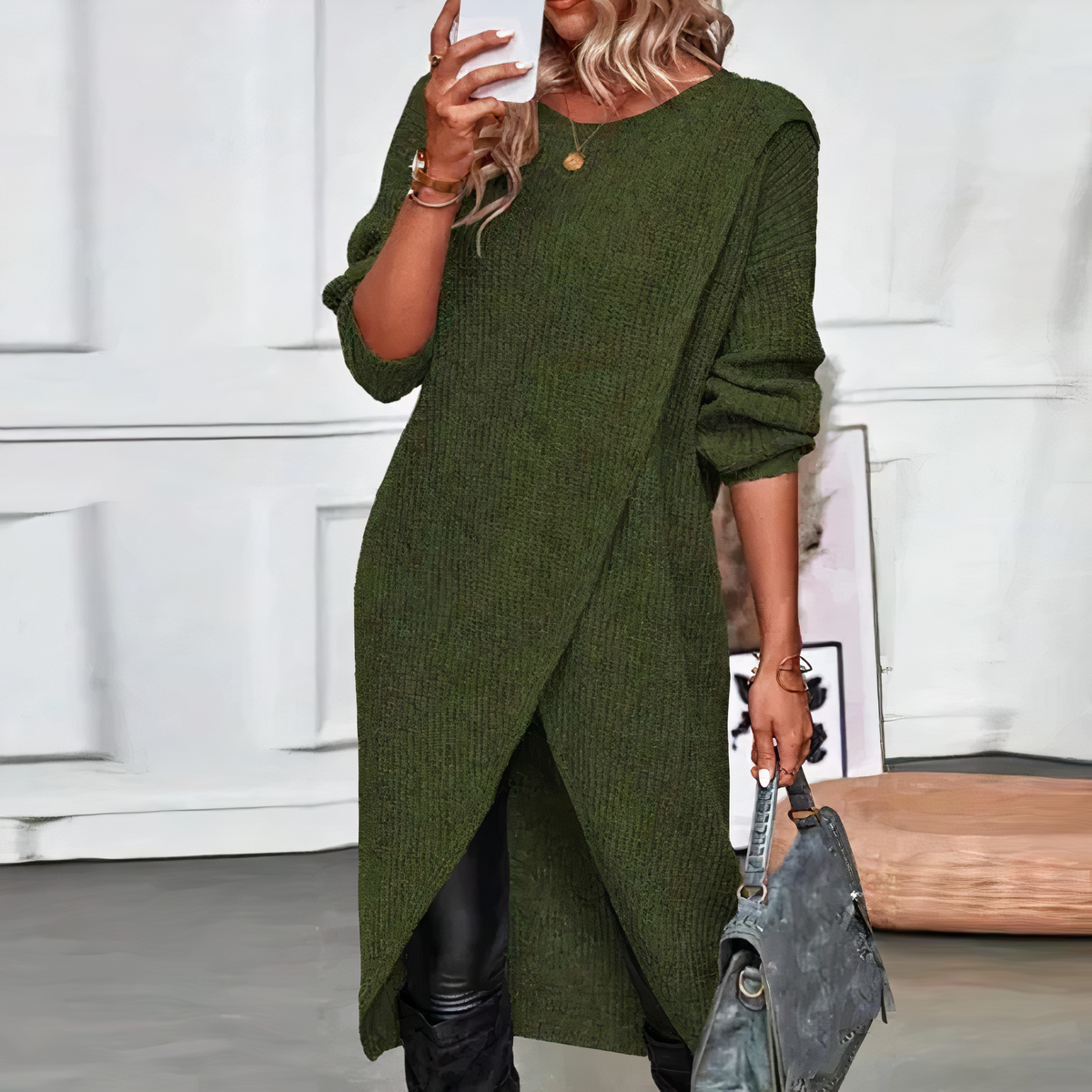 Clara™ | Soft Wrap Sweater Dress