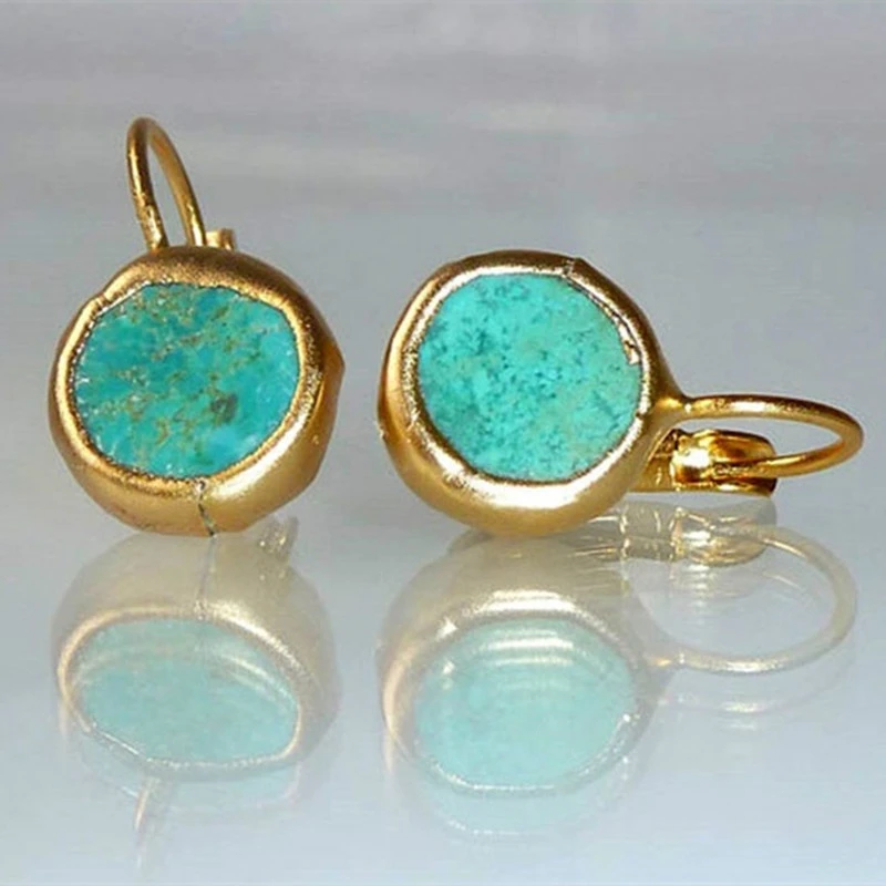 Gold Earrings with Turquoise Accents