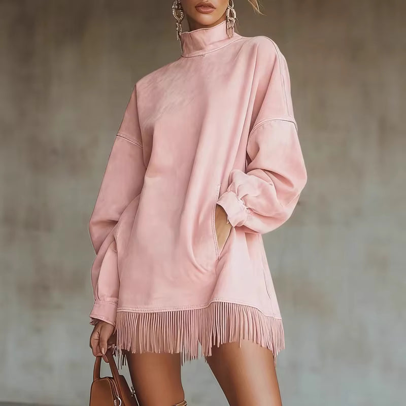 Kelly | Cozy Suede Fringe Dress