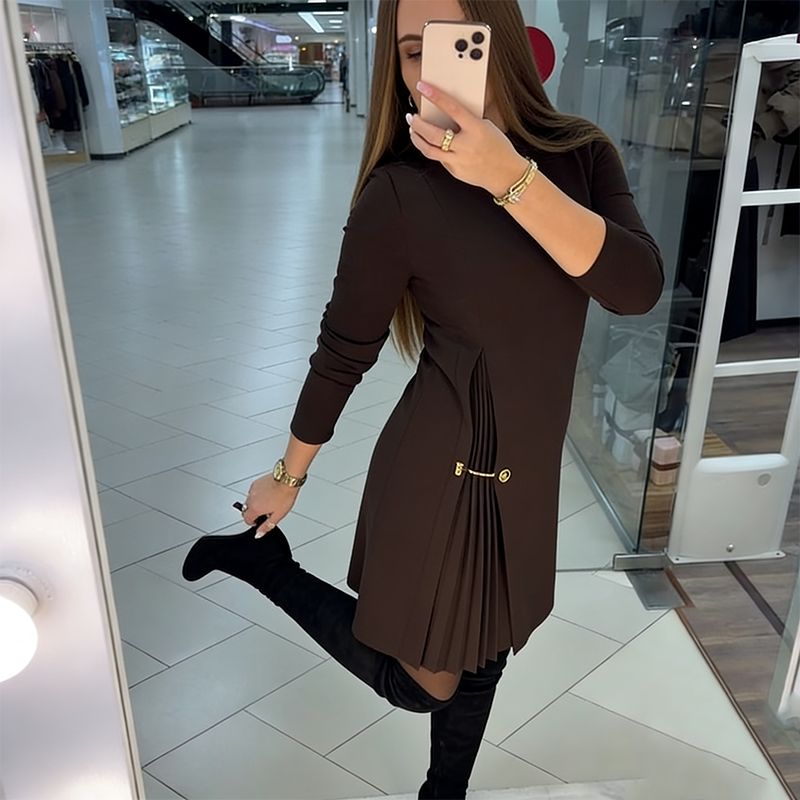 Eileen | Long Sleeve Pleated Dress